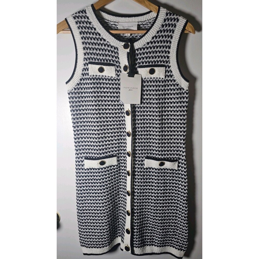 Tuckernuck Pomander Place Navy Stripe Bardot Mini Dress Knitted Size Small NWT